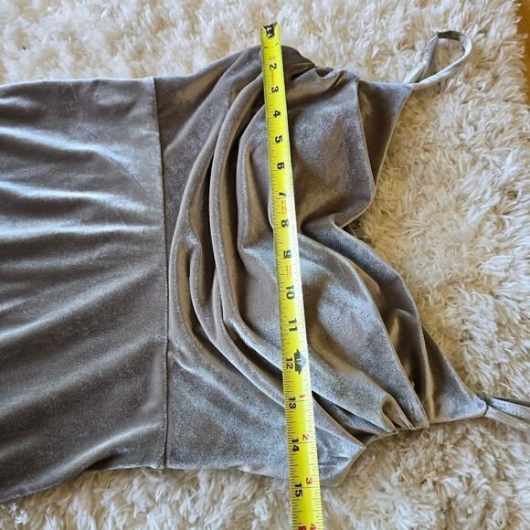 Revelry Maxi Dress sz 4 Green Gray Sleeveless Skye Velvet Bridesmaid Gown Small - Picture 4 of 12